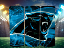 Carolina Panthers Stainless Steel Tumbler Metal Straw 20 oz Dark Smoke