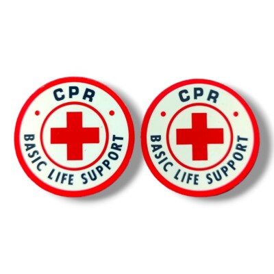 Vintage Red Cross First Aid CPR Basic Life Support Sticker Decal Dura-cal 2 Pcs