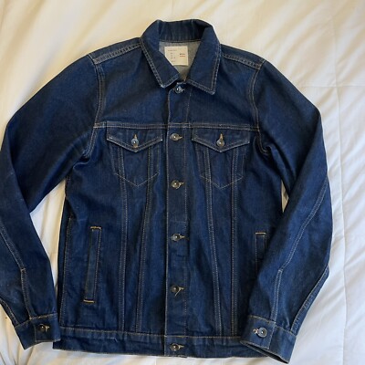 Zara Mens Jacket Size Small Denim Jean Jacket Blue