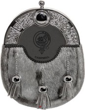 Campbell Kleid Sporran 3 Quasten Nieten Celtic Arch Scottish Clan Crest