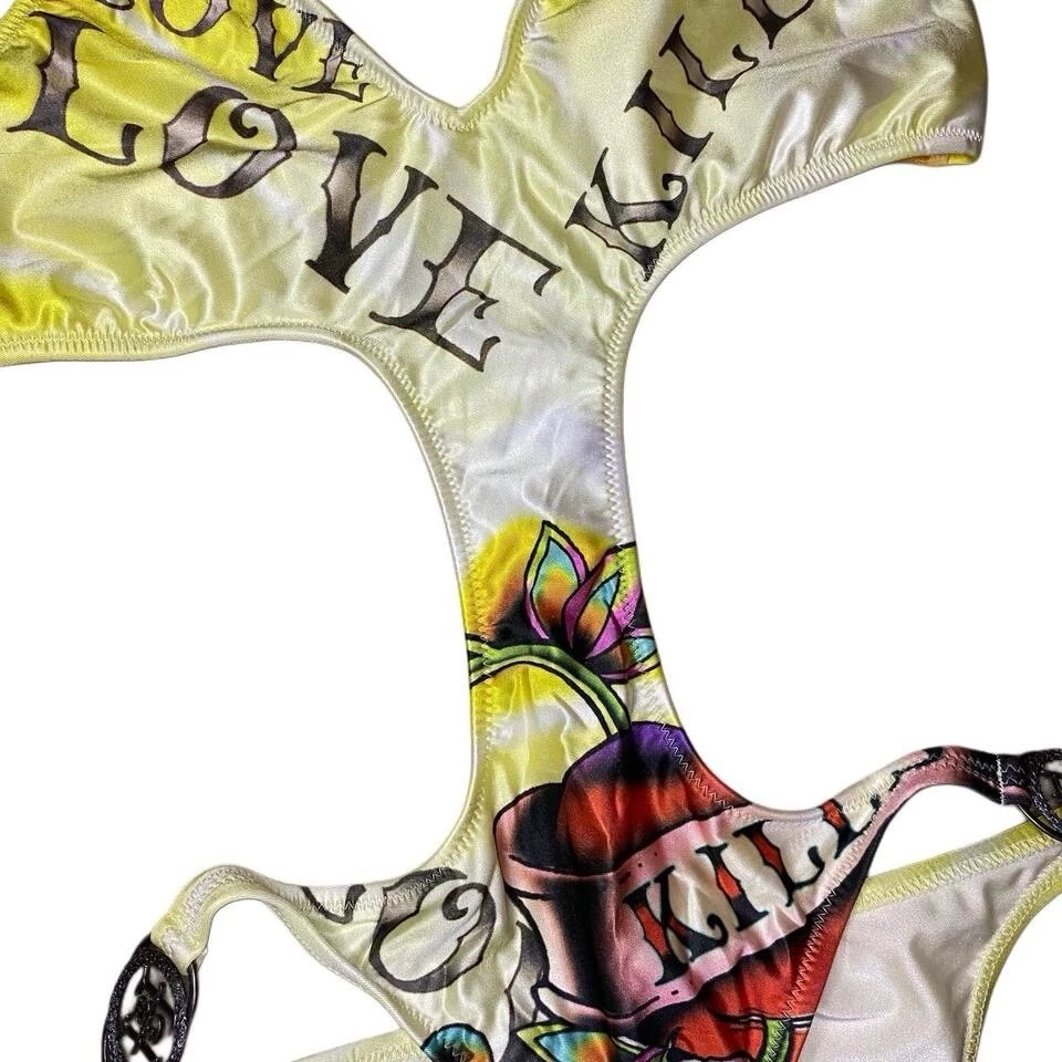 NWT Rare Y2K Vintage Mcbling Ed Hardy Monokini Sz L - Image 4 of 4