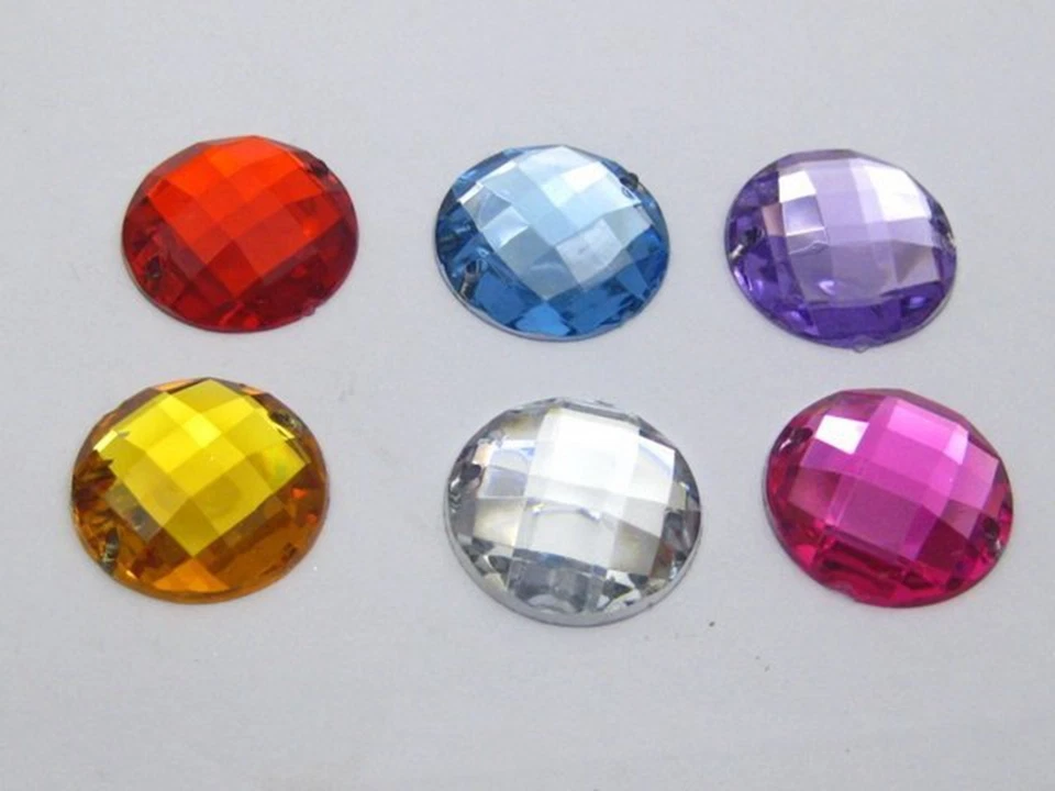100 Pcs Flatback Acrylic Faceted Round Sewing Rhinestone Beads 16mm Cabochons - Image 4 of 4