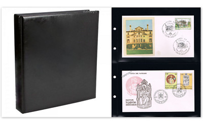SAMMELALBUM FÜR UMSCHLÄGE FDC + 25 SCHWARZE BLÄTTER MIT 2 FÄCHERN