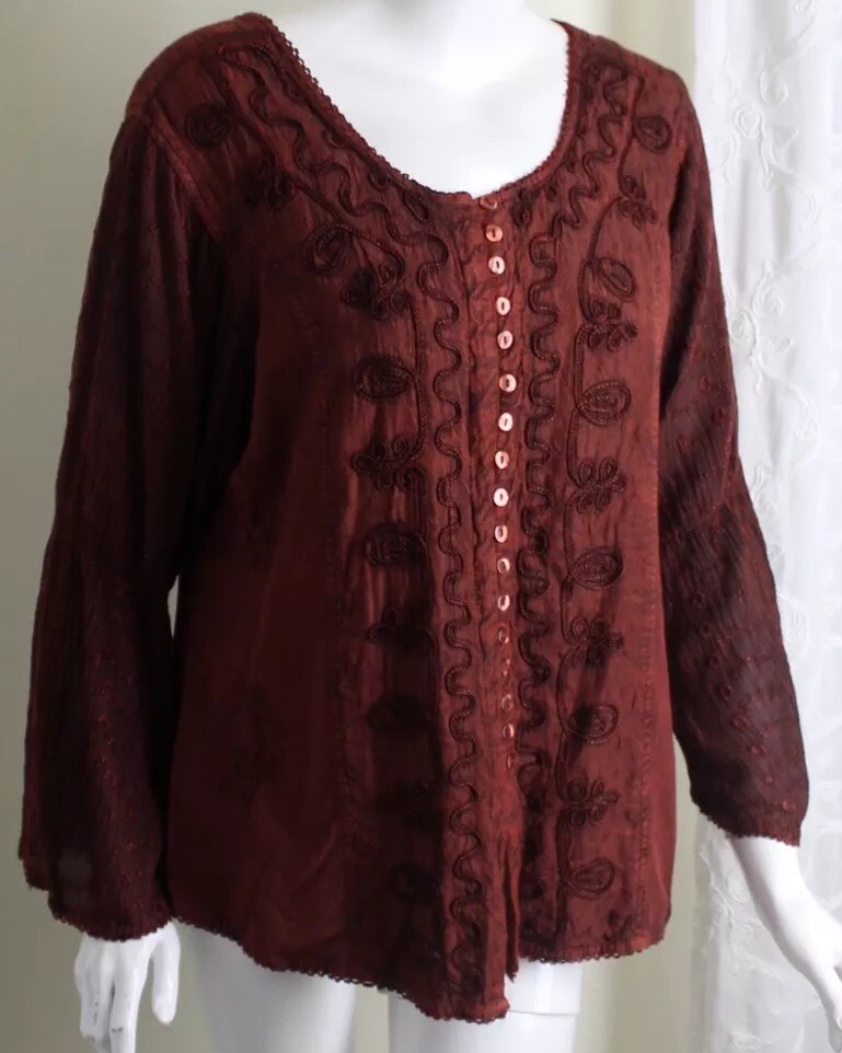 KIRAT O/S S M L India Russet Red Art-to-Wear Rayon Boho Hippie