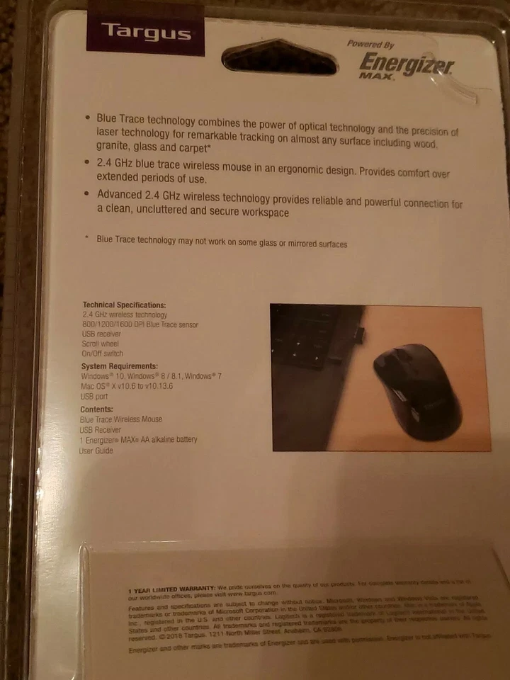 Targus Blue Trace Wireless Optical Mouse (AMW50US) - New - Image 2 of 2