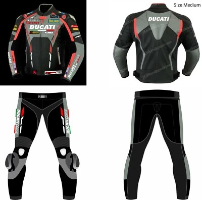 DUCATI Lederkombi Leder Bikeranzug Rennen Motorrad Lederjacke Hose ZWEITEILIG - Bild 1 von 2