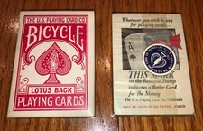 Vintage 1940s 50s U.S. Playing Card Co Red Bicycle Lotus Back 808 Playing Cards