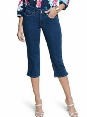NYDJ Womens SZ PLUS 24WP LANA DARK WASH BLUE Cool Embrace Double Snap Crop JEANS