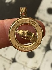 Vintage 14K Yellow Gold  First Holy Communion  Charm Pendant by Michael Anthony
