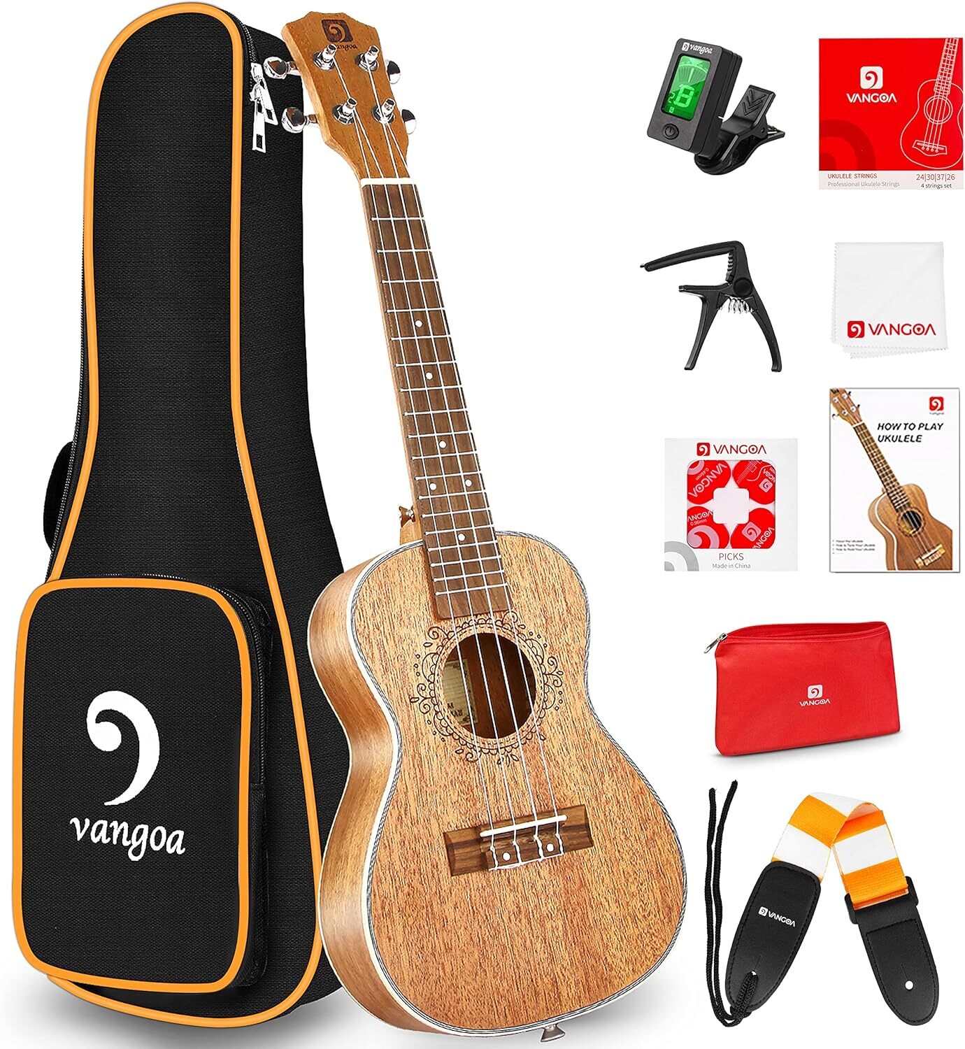 Vangoa Tenor Ukulele 26 Inch Mahogany Professional Acoustic Ukelele 4 String Uke