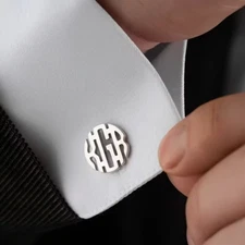 Custom Monogram Cufflinks Clothing Jewelry Men Women Gold Silver Stainless Steel