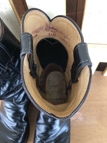 Justin Mens Roper Cowboy Farm Boots 3133 Size 9.5 B Black Leather USA Made - Picture 6 of 12