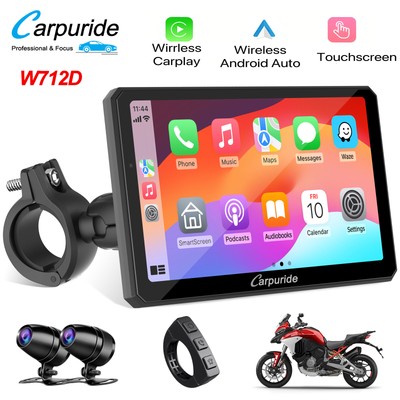 Carpuride W712D Moto Carplay Bildschirm 1080P Doppelkameras CarPlay Android Auto