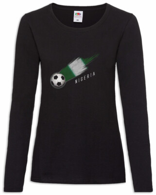 Nigeria Football Comet I Damen Langarm T-Shirt nigerianische Flagge Fußball