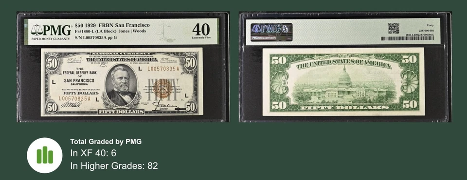 1929 $50 fifty dollar San Francisco Brown seal PMG National Banknote FRBN 880-L - Image 3 of 3
