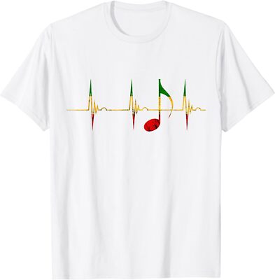Rasta Reggae Music Notes Heartbeat Ekg Pulse Clefs Unisex T-Shirt