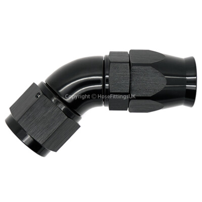 PTFE AN-12 12AN SCHWARZ 45 GRAD schwenkbar FULL FLOW Heizöl Geflechtschlauch Verschraubung