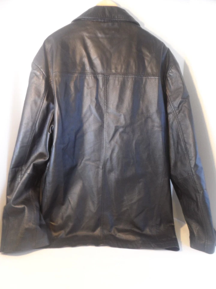 Franklin Allen Genuine Leather Men's Black Winter Jacket Coat - Size 2XL - Image 4 of 4