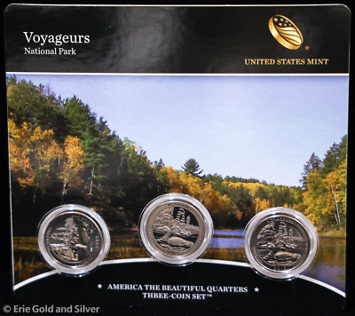 2018 P D S 25c ATB Voyageurs National Park Quarters 3 Coin Set | BU Proof