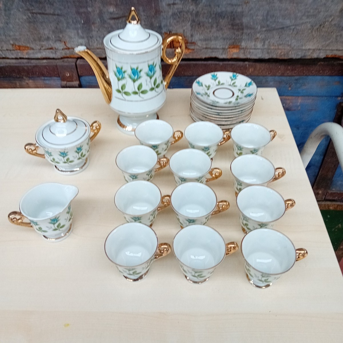 Accessori Casa Set Da Tè In Ceramica Per Uno - Teiera, Tazza E Piattino Con  Bordo Dorato A Righe Verdi Set Tè Per Uno 380ml, image size:1200x1200