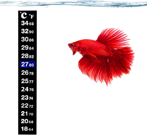Betta Fish Tank Thermometer Stick On, Aquarium Temperature Sticker Strip, 5.2 X