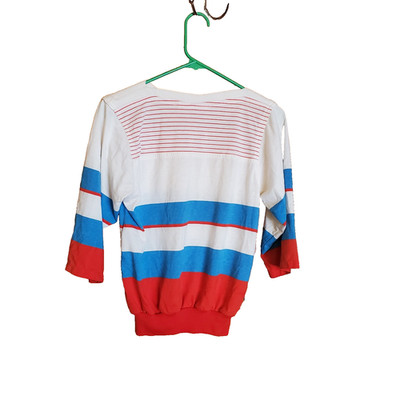 Vtg Womens Gitano Top Red White Blue Nautical Beachware SzM Super CUTE LAKE BOAT
