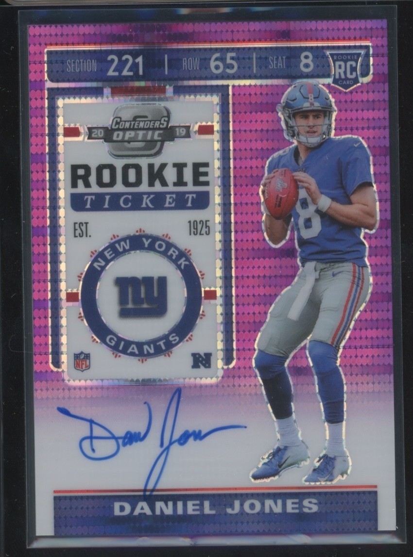 2019 Panini Contenders Optic - Daniel Jones #107 Purple Pulsar Auto /21 MINT