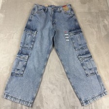 Levi's 578 Baggy Fit Cargo Jeans Men's Size 33x30 Blue Light Wash Cotton Y2K