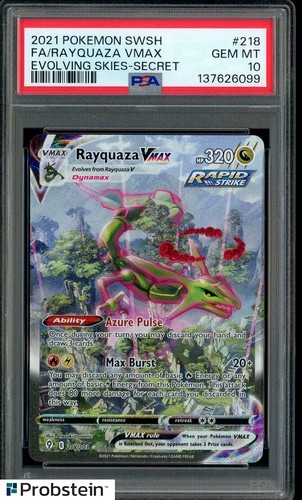 2021 Pokemon SWSH Evolving Skies Secret #218 FA Rayquaza VMAX PSA 10 GEM MINT