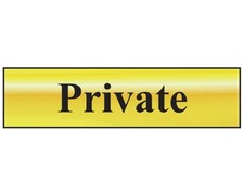 Scan SCA6012 'Private' Sign - Polished Brass Effect - 200mm x 50mm