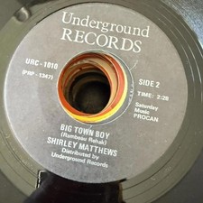 Shirley Matthews - Bog Town Boy/Unless you Care URC-1010 45rpm VG+ R44 Shirley Matthews - Bog Town Boy/Unless you Care URC-1010 45rpm VG+ R44