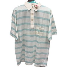 Vtg 80s Christian Dior Polo Shirt Size XL Pastel Green Blue White Stripes