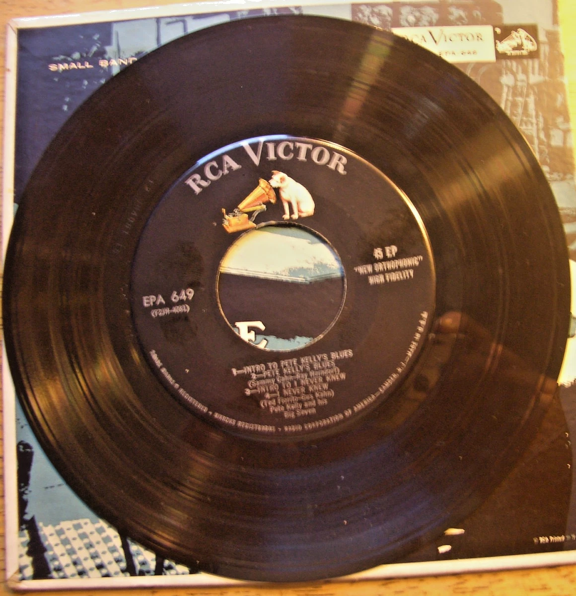PETE KELLY'S BLUES~NARRATED BY JACK WEBB 1955-45 RPM EP ~  RECORD NM  COVER NM