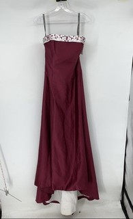 Alfred Angelo Womens Red Sleeveless Square Neck Long A Line Wedding Dress Size L