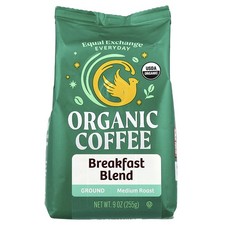 Organic Coffee, Breakfast Blend, Ground, Medium Roast , 9 oz 255 g
