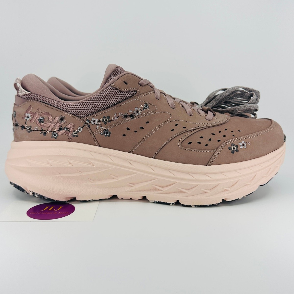 Hoka One One Bondi L Leather BP Vibrant Bloom Running Shoes \'Quartzite\' Size 12 Hoka One One Bondi L Leather BP Vibrant Bloom Running Shoes  main image 3