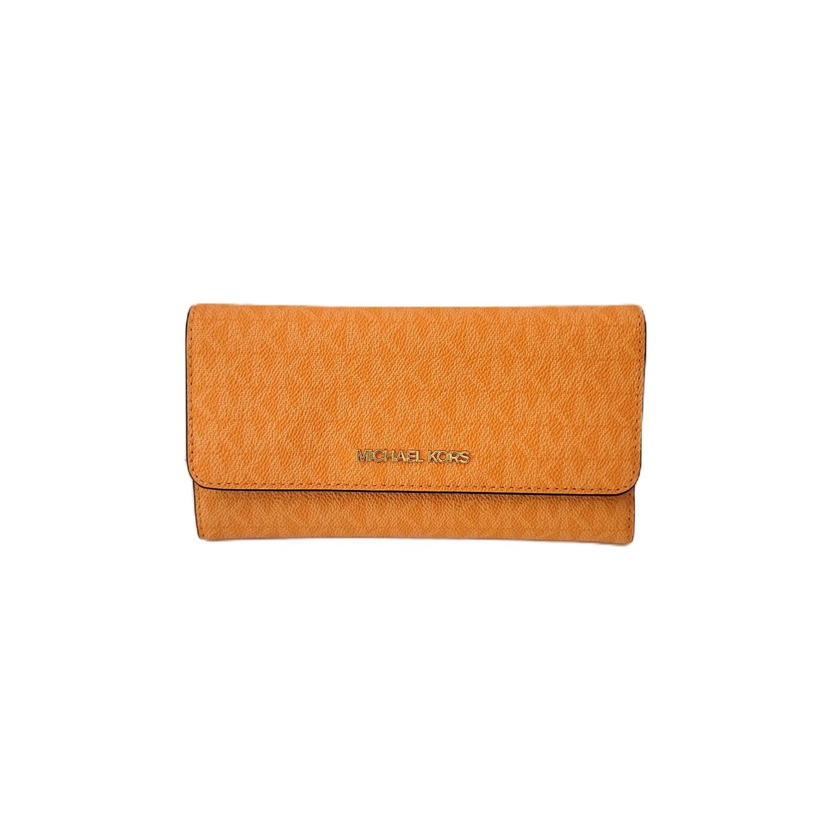 Michael Kors Jet Set Travel Large Trifold Wallet Clutch Rad Orange