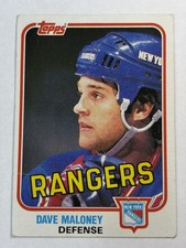 Vintage 1981 Topps Dave Maloney New York Rangers Defense NHL Hockey Card #100 EX