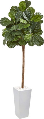75'' Fiddle Leaf Fig Artificial Tree in Elegant White Planter