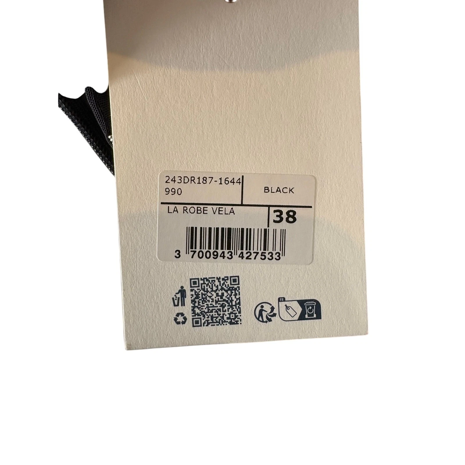 Abito Jacquemus La Robe Vela senza spalline balza lana seta dichiarazione elegante taglia M 38