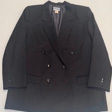 Pendleton Women  s Size 16 Black 100 Virgin Wool Double Breasted Blazer USA