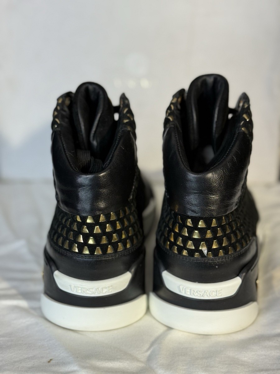 versace mens black and gold hightop sneakers Size 40 / US 7 $1095