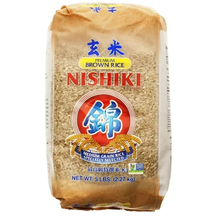 Nishiki Premium Medium Grain Brown Rice 5lb Bag Whole Grain Fiber Rich Nutrition
