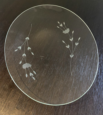 Vtg Princess House Clear Glass Oval Platter Etched Floral Crystal 18.5 x 13''