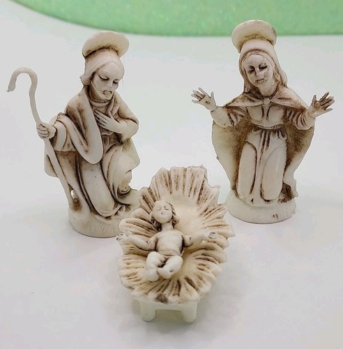 1960 Nativity Set Of Mary Joseph & Baby Jesus Marked ITALY MCM 2.25" Tall Vtg