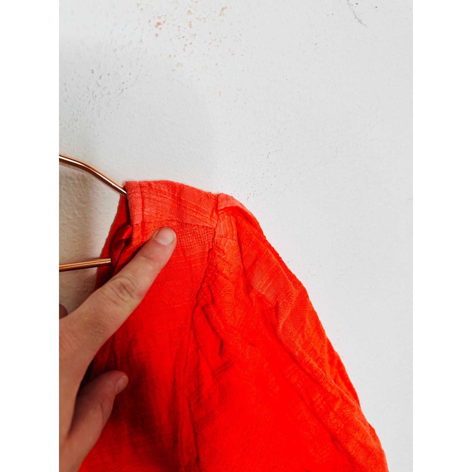 LOVE WHIT BY WHITNEY PORT Red Puff Sleeve Square Neckline Front Button Crop L 