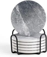 Coasters for Drinks Absorbent, Living Room Decor, Ceramic Coasters Set of 6 with