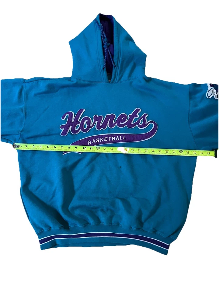Vintage Starter Charlotte Hornets NBA Script Pullover Hoodie In Teal Size XL - Image 3 of 4