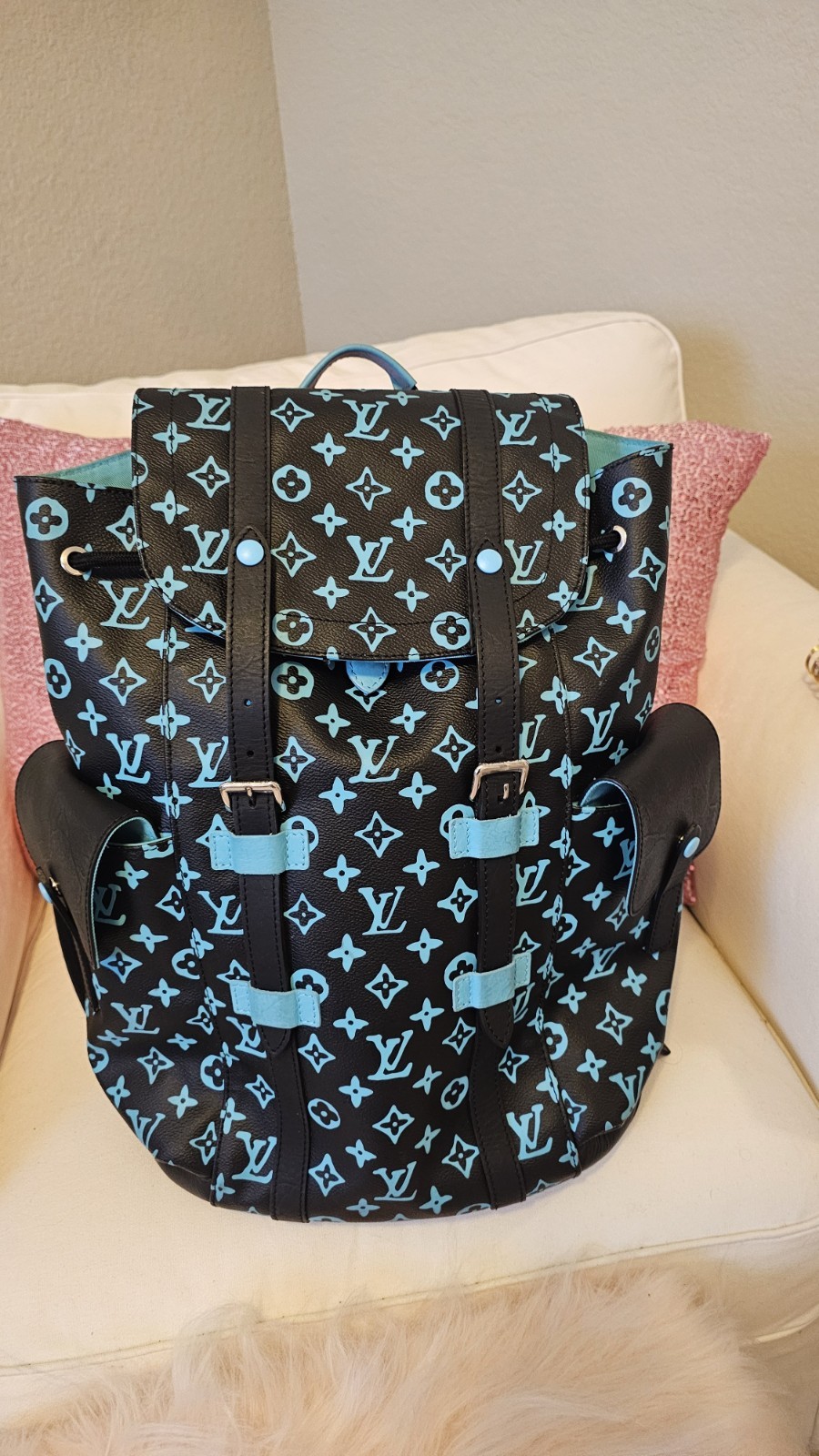 Louis Vuitton Christtopher Black Blue Monogram  Limited Edition Backpack 