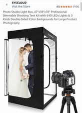SYSCLOUD Photo Studio 640 LED Light Box Kit 47"x39"x78" Large Item Photography
